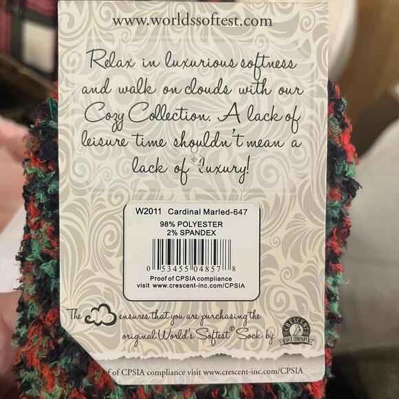 Worlds Softest Sock Cozy Collection slip on multicolor red green black - Picture 9 of 9